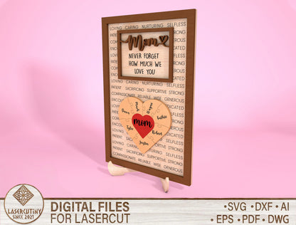 Personalized Mama Heart Sign SVG Custom Kids Name for xTool