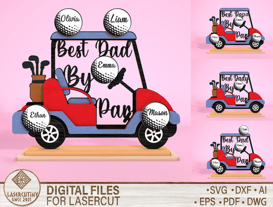 Personalized Golf Cart Dad Sign SVG Laser Cut File for Glowforge and LightBurn