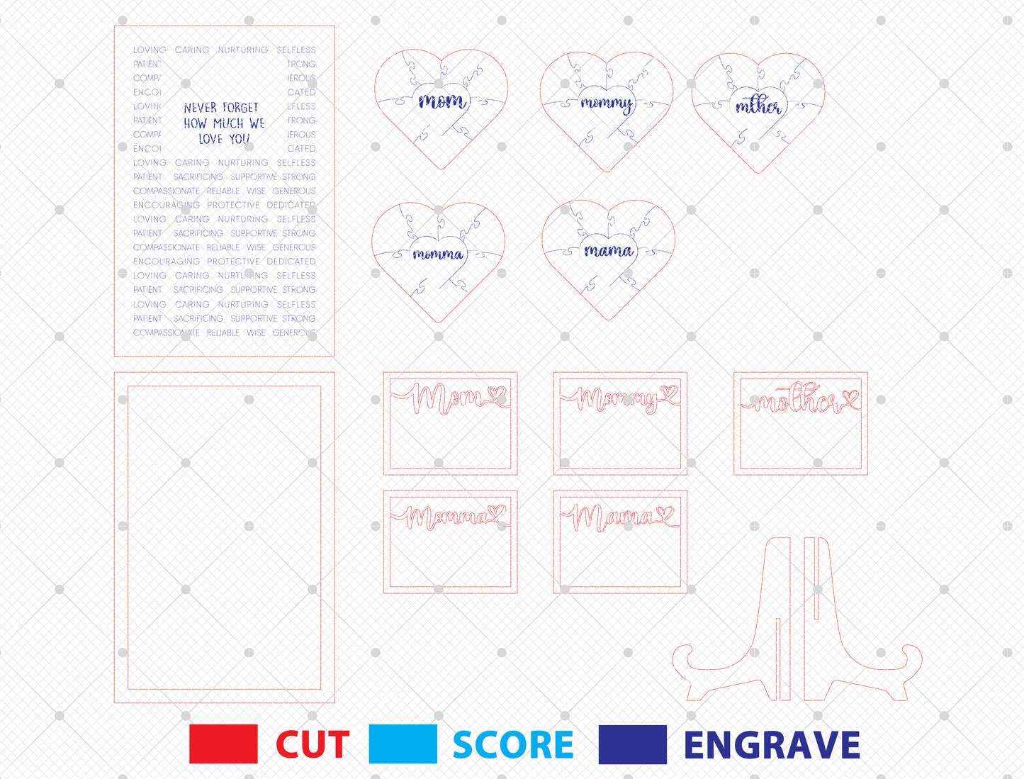Personalized Mama Heart Sign SVG Custom Kids Name for xTool