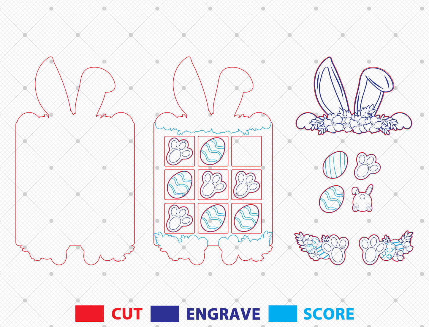 Easter Bunny Board Game SVG Bunny Paw Egg for xTool and LightBurn