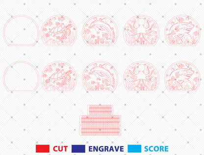 Ocean Animal Lantern SVG Laser Cut File for xTool and LightBurn
