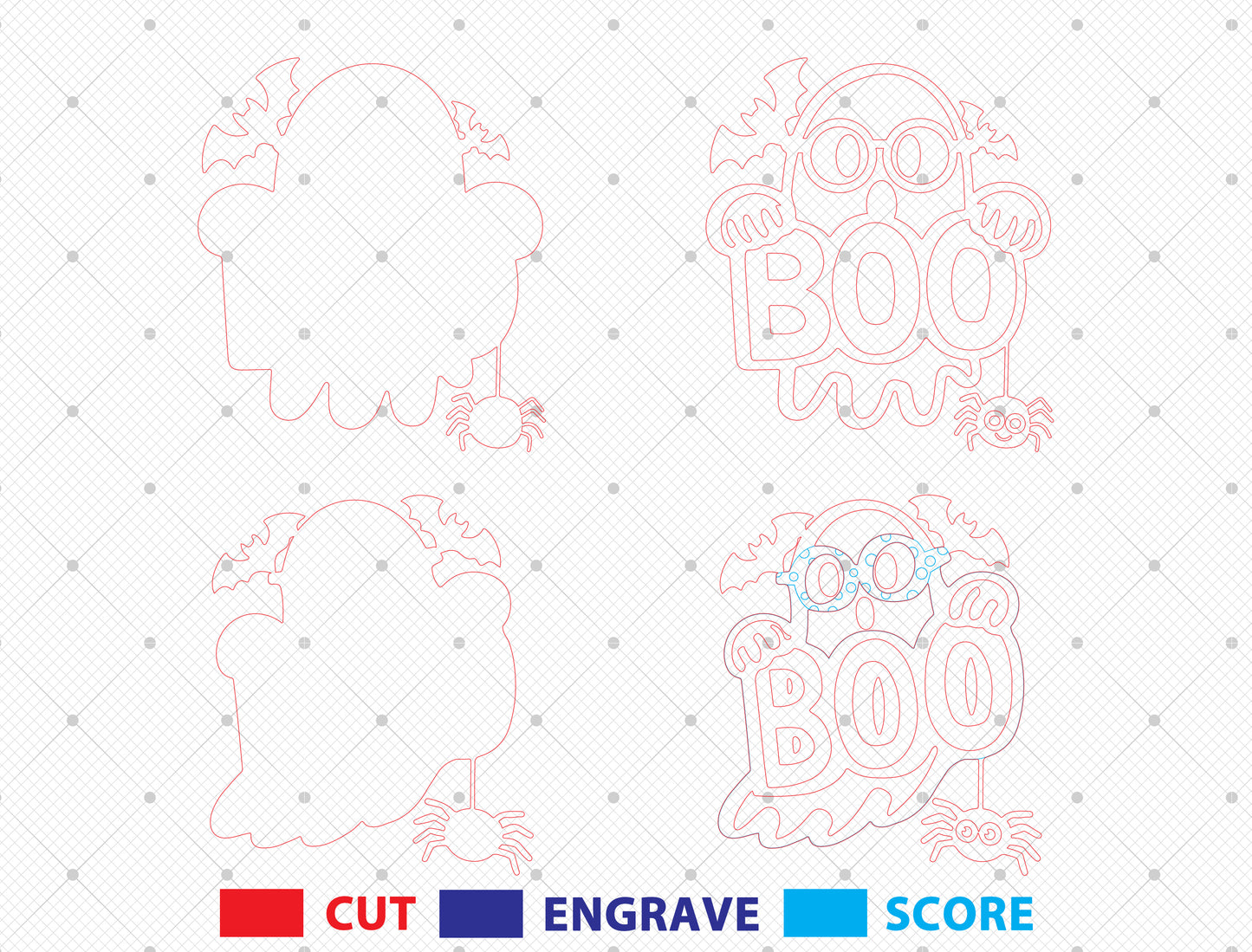 Halloween Boo Ghost Door Hanger SVG Laser Cut File | 2 Cute Spooky Designs | Funny Front Door Decor | Glowforge, xTool, LightBurn, etc.