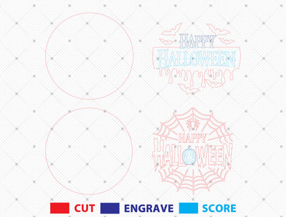 Happy Halloween Door Hanger SVG Set for Glowforge xTool LightBurn