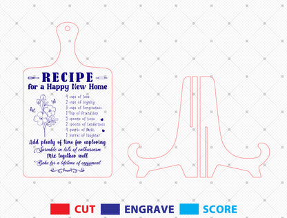 Recipe for a Happy New Home SVG Laser Cut File for Glowforge
