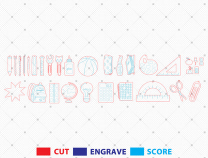 School Supplies Earrings Bundle SVG Laser Cut File for Glowforge Users