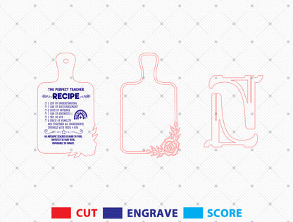 Teacher Recipe Sign SVG Laser Cut File for Glowforge and LightBurn