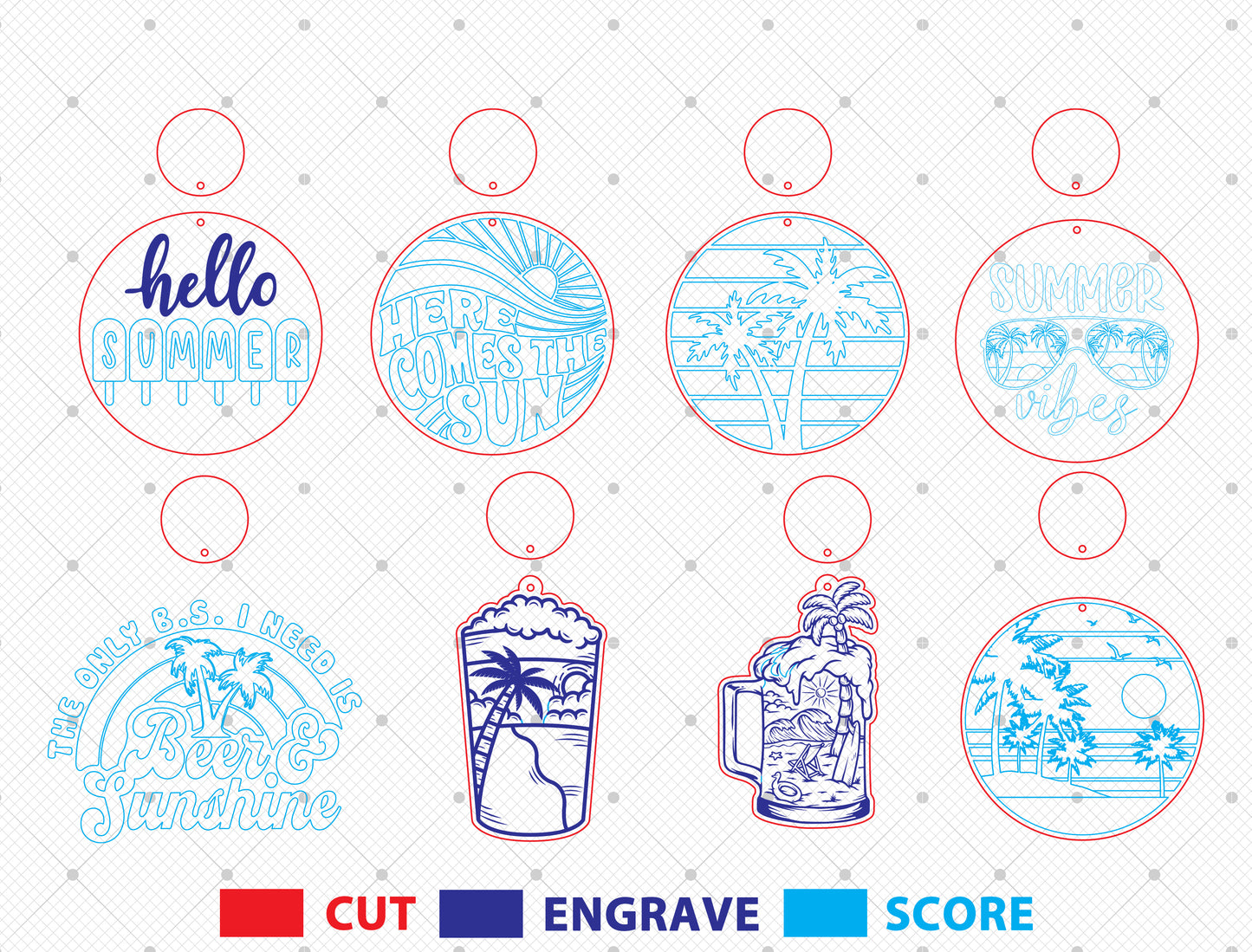 Summer Earrings SVG Bundle Laser Cut File for xTool and Glowforge