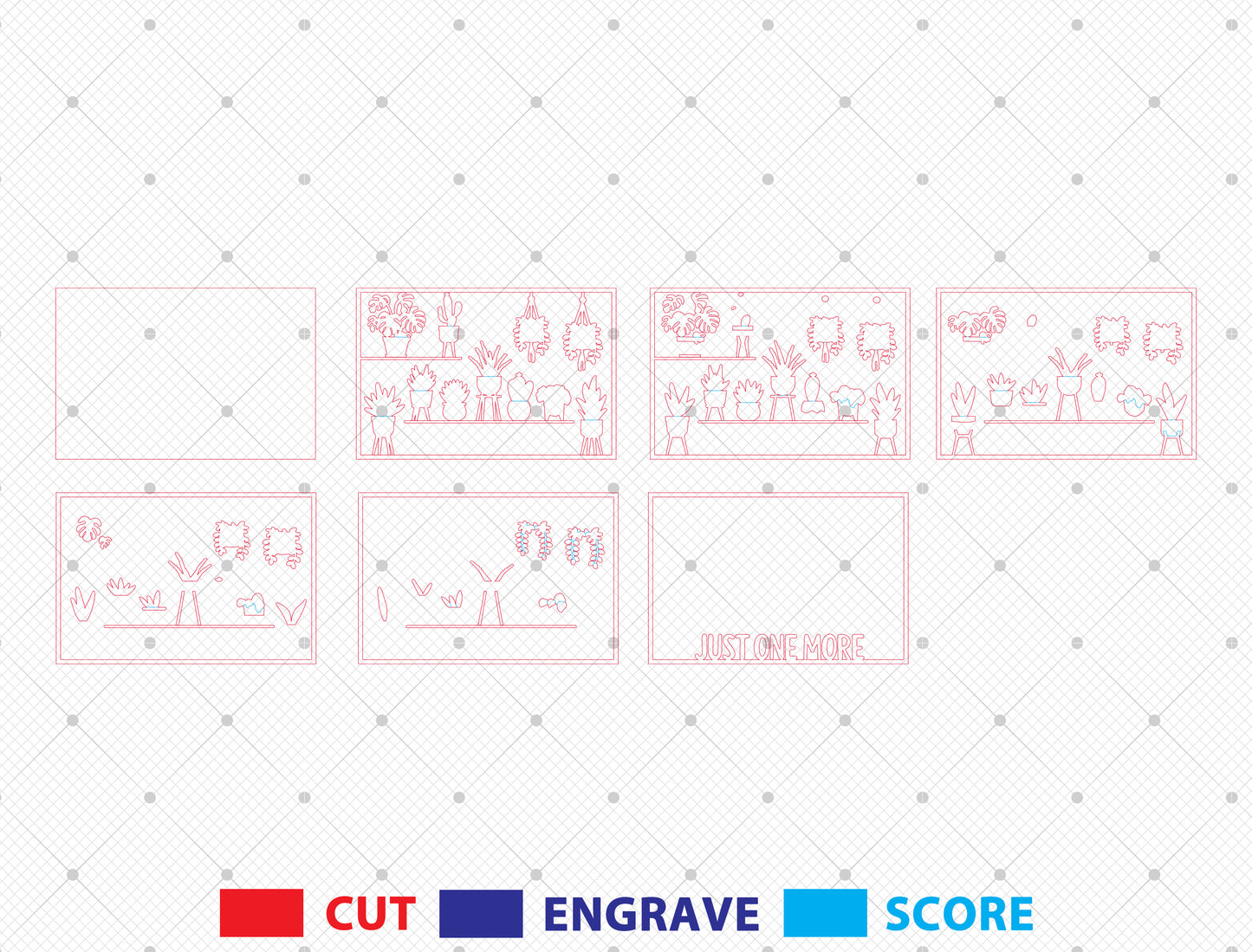 Just One More Plant Shelf SVG Multilayer Laser Cut File for Glowforge