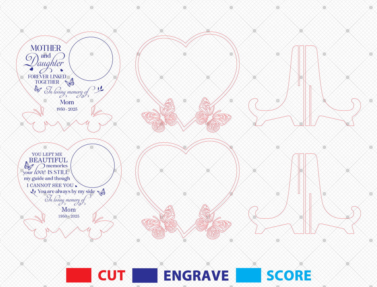 Mother Daughter Photo Frame SVG Heart Tabletop Sign Decor Laser Cut File for Glowforge, xTool, or LightBurn