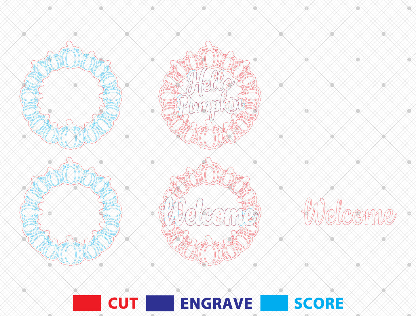 Welcome Pumpkin Wreath SVG Set for Glowforge xTool LightBurn | 2 Designs