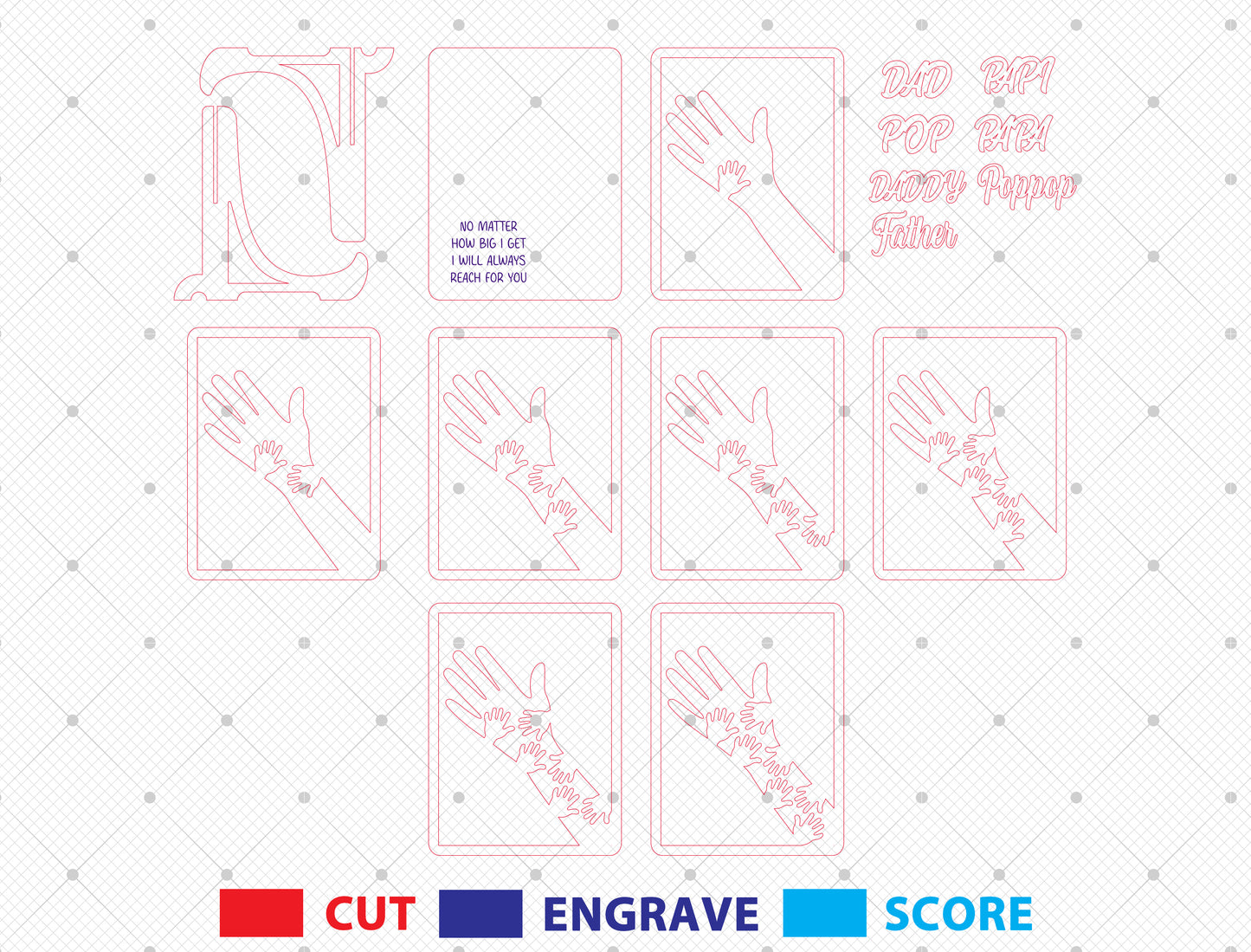 Dad Holding Hands Sign SVG for Glowforge and xTool