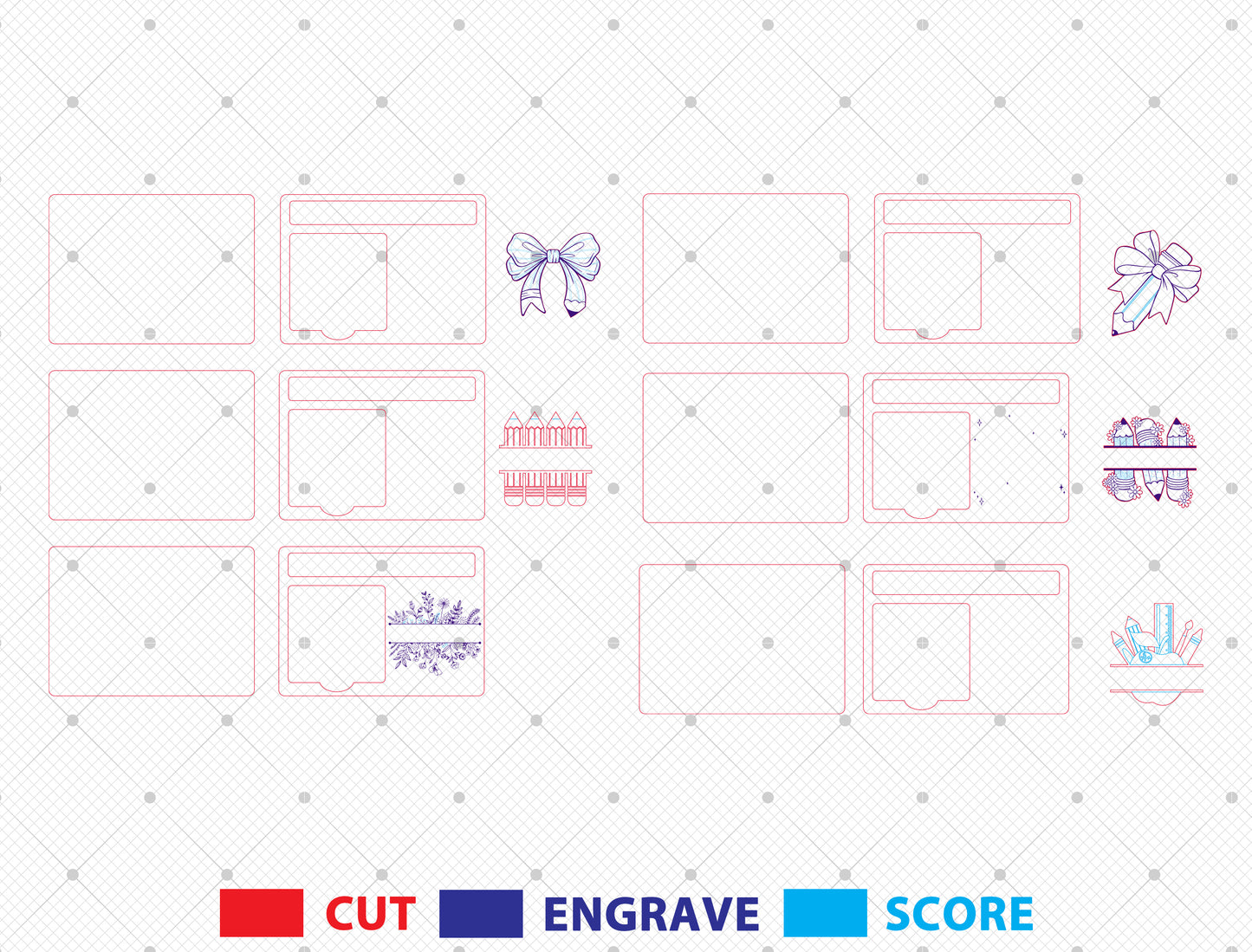 Personalized Teacher Sticky Note Holder SVG Bundle Laser Cut File for Glowforge