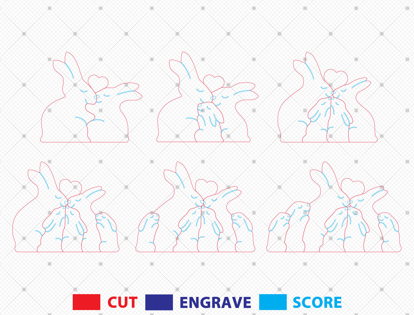 Personalized Family Rabbit Puzzle SVG Laser Cut File for Glowforge and xTool