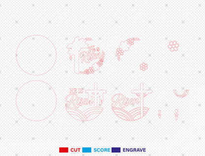 He Is Risen Religious Easter Door Sign SVG Bundle for Glowforge and xTool