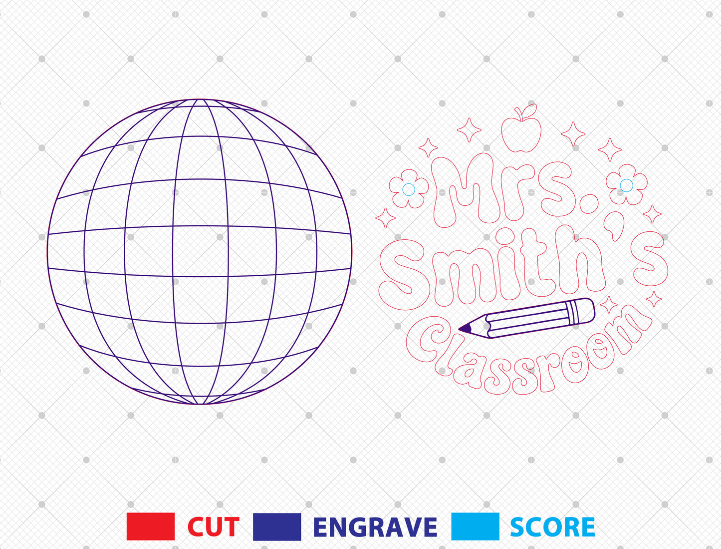 Personalized Pastel Bubble Classroom Sign SVG Laser Cut File for Glowforge and xTool