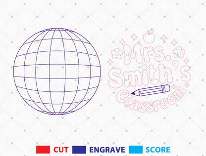 Personalized Pastel Bubble Classroom Sign SVG Laser Cut File for Glowforge and xTool