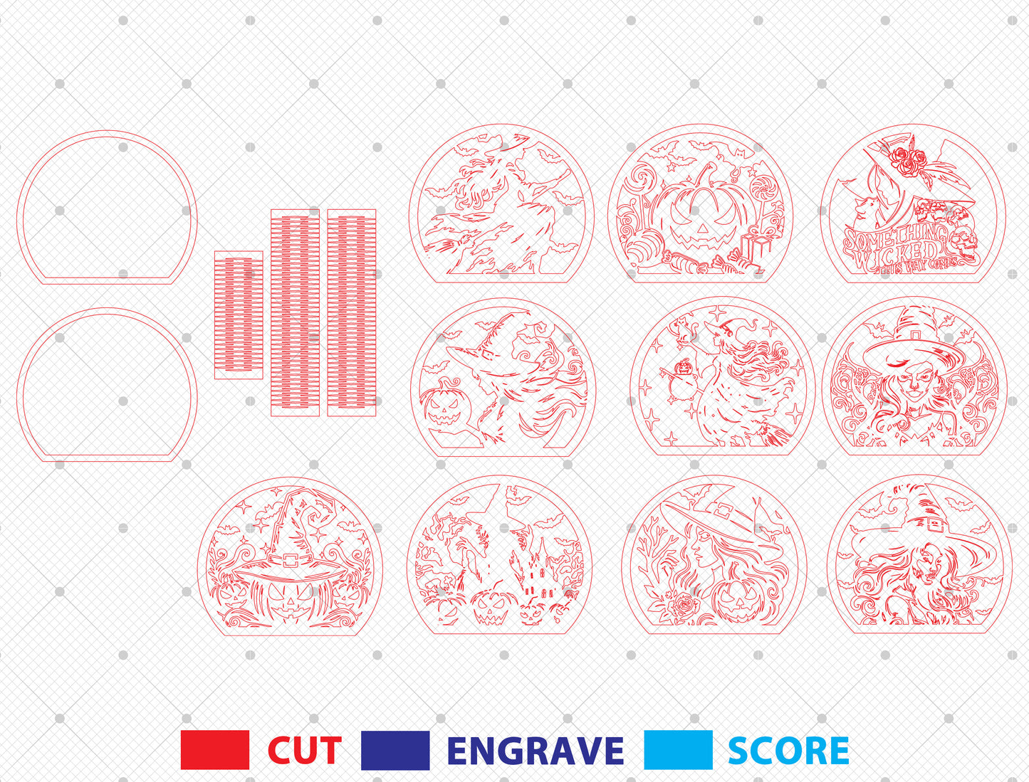 Halloween Witch Lantern SVG Bundle 10 Designs for Glowforge xTool LightBurn