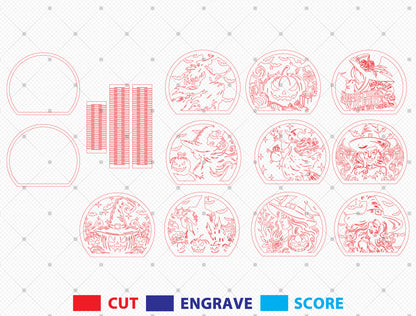 Halloween Witch Lantern SVG Bundle 10 Designs for Glowforge xTool LightBurn