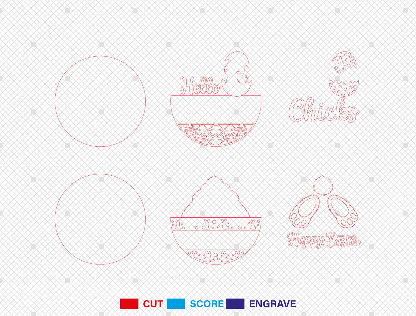 Hello Chicks Easter Door Sign SVG Funny Bunny Butt Round for Glowforge
