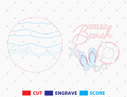 “Hello Beach” Door Sign SVG Laser Cut File for xTool and Glowforge