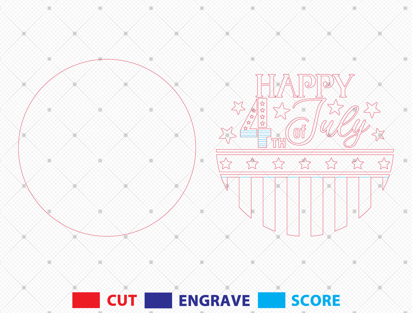 Happy 4th of July Door Sign SVG for Glowforge and xTool