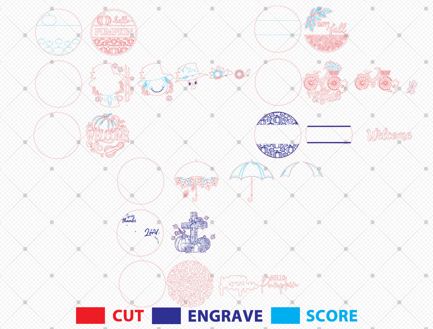 Fall Round Signs SVG Bundle for Glowforge xTool LightBurn | 10 Designs