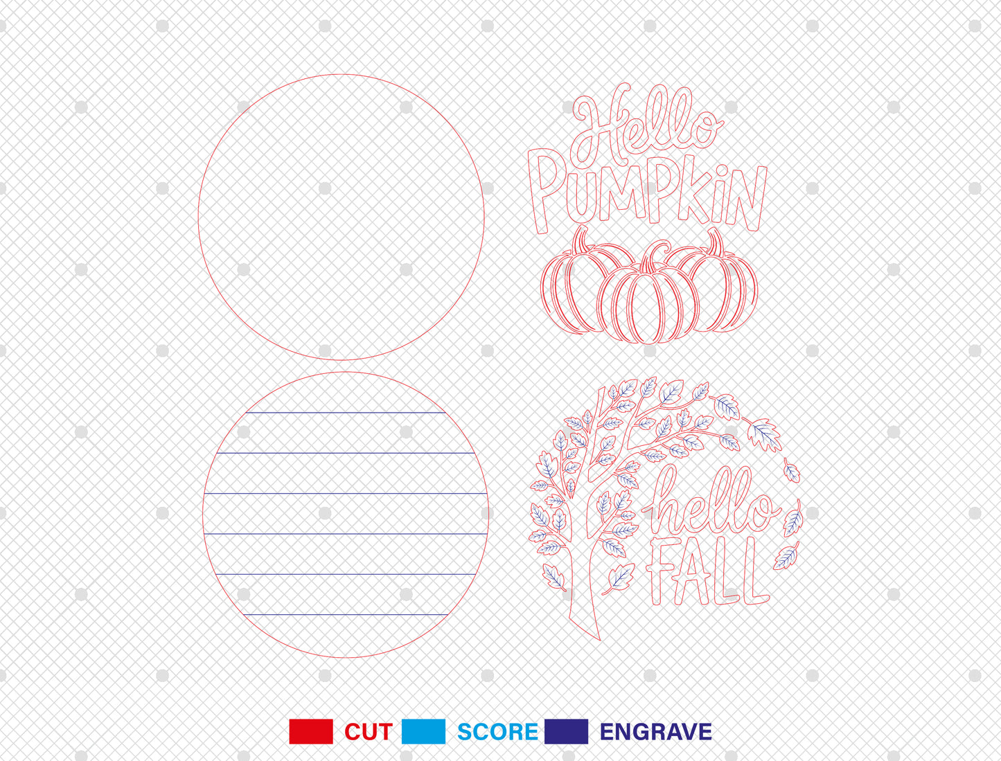 Hello Pumpkin Door Hanger SVG Set for Glowforge xTool LightBurn | 2 Designs