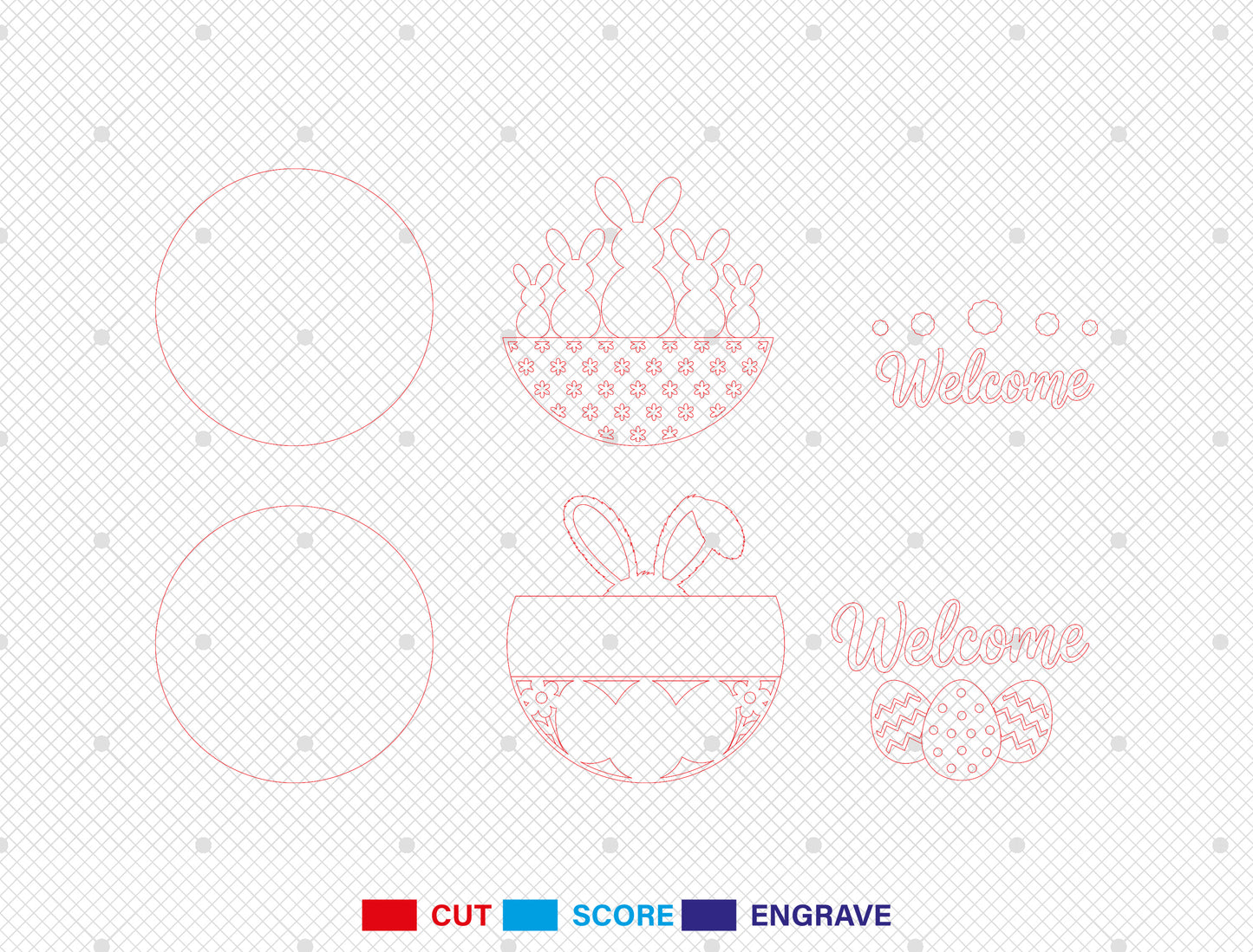 Easter Bunny Silhouette Door Sign SVG Welcome Spring Pastel Egg for LightBurn