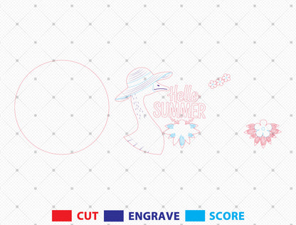 “Hello Summer” Goose Door Sign SVG for Glowforge and xTool