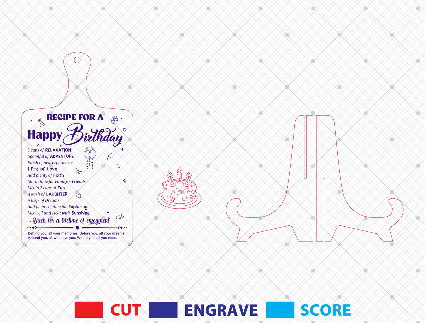 Recipe for a Happy Birthday SVG Laser Cut File for xTool