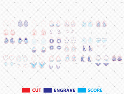 250th Patriotic Earring SVG Bundle for Glowforge and xTool