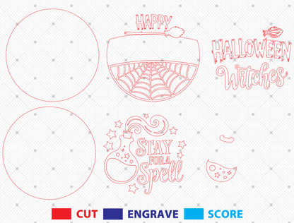 Witch Halloween Door Sign SVG Laser Cut Files for Glowforge