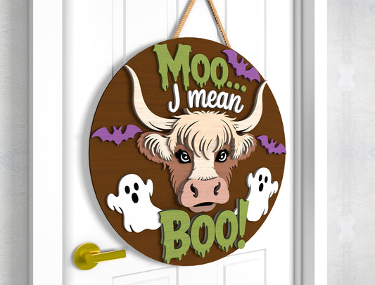 Highland Cow Halloween Door Sign SVG - view 3