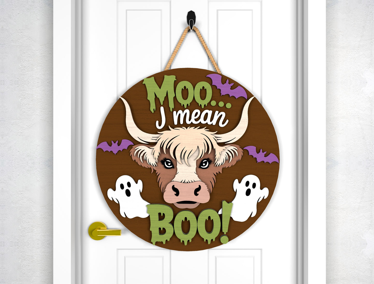 Highland Cow Halloween Door Sign SVG - view 2