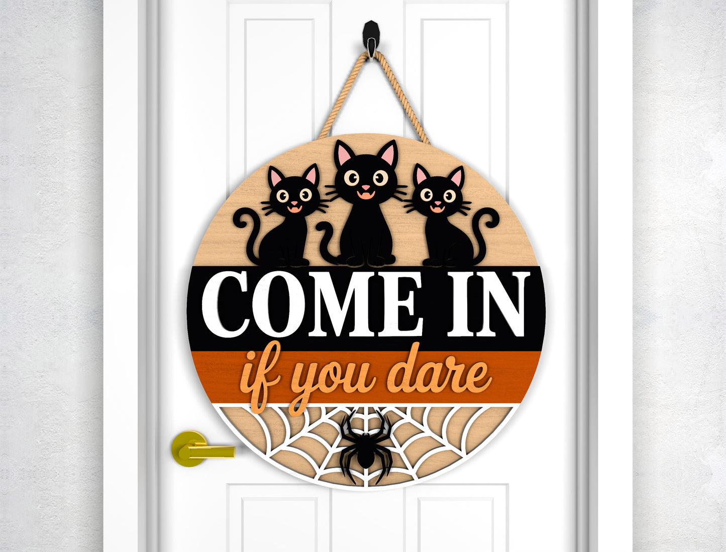 Highland Cow Halloween Door Sign SVG - main mockup