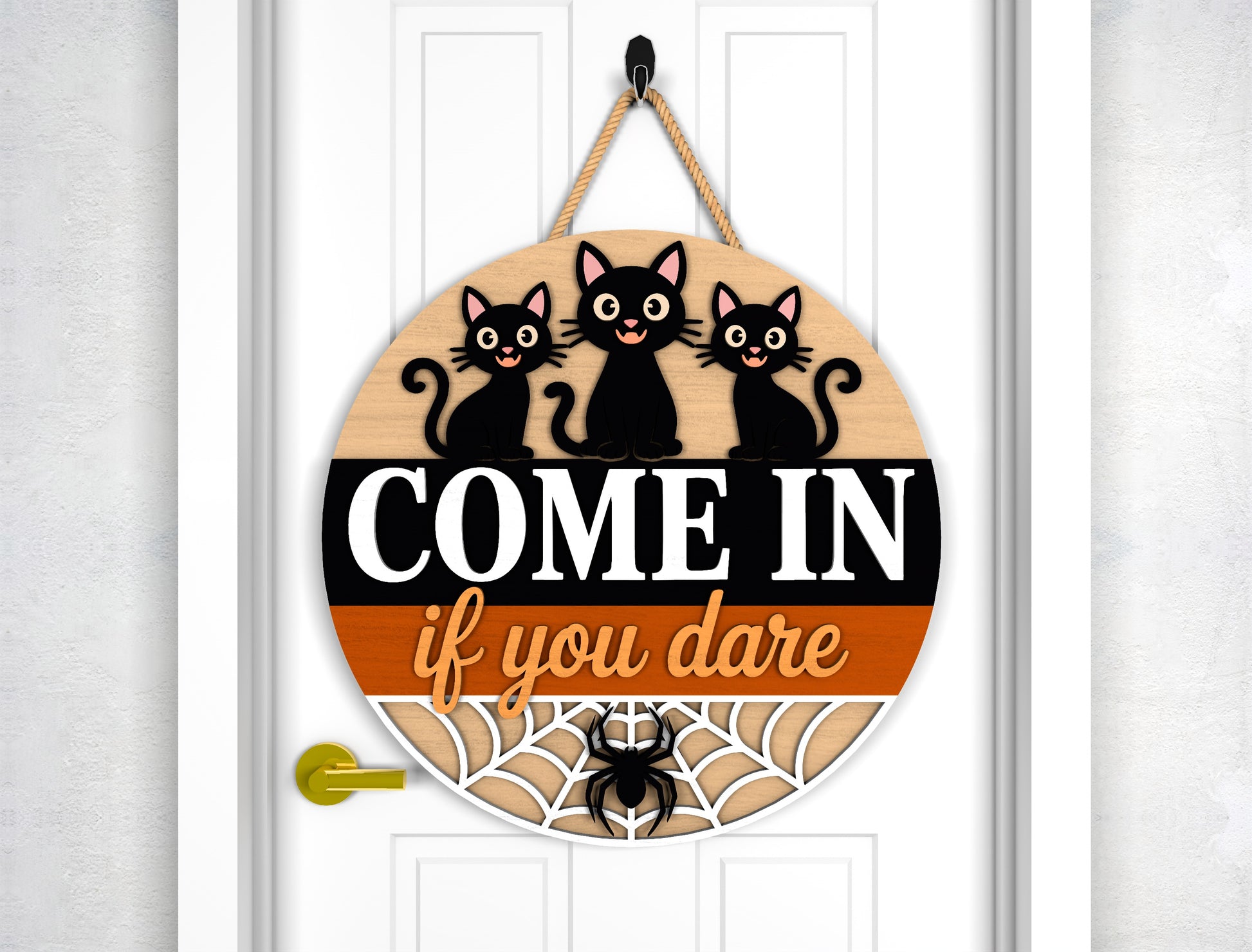Highland Cow Halloween Door Sign SVG - main mockup