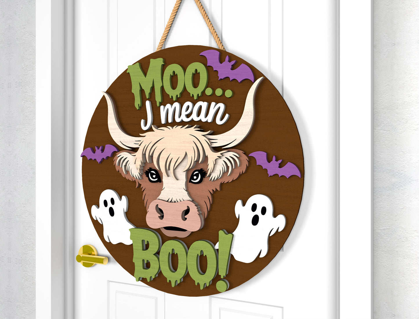 Highland Cow Halloween Door Sign SVG - view 4