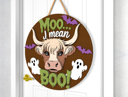 Highland Cow Halloween Door Sign SVG - view 4