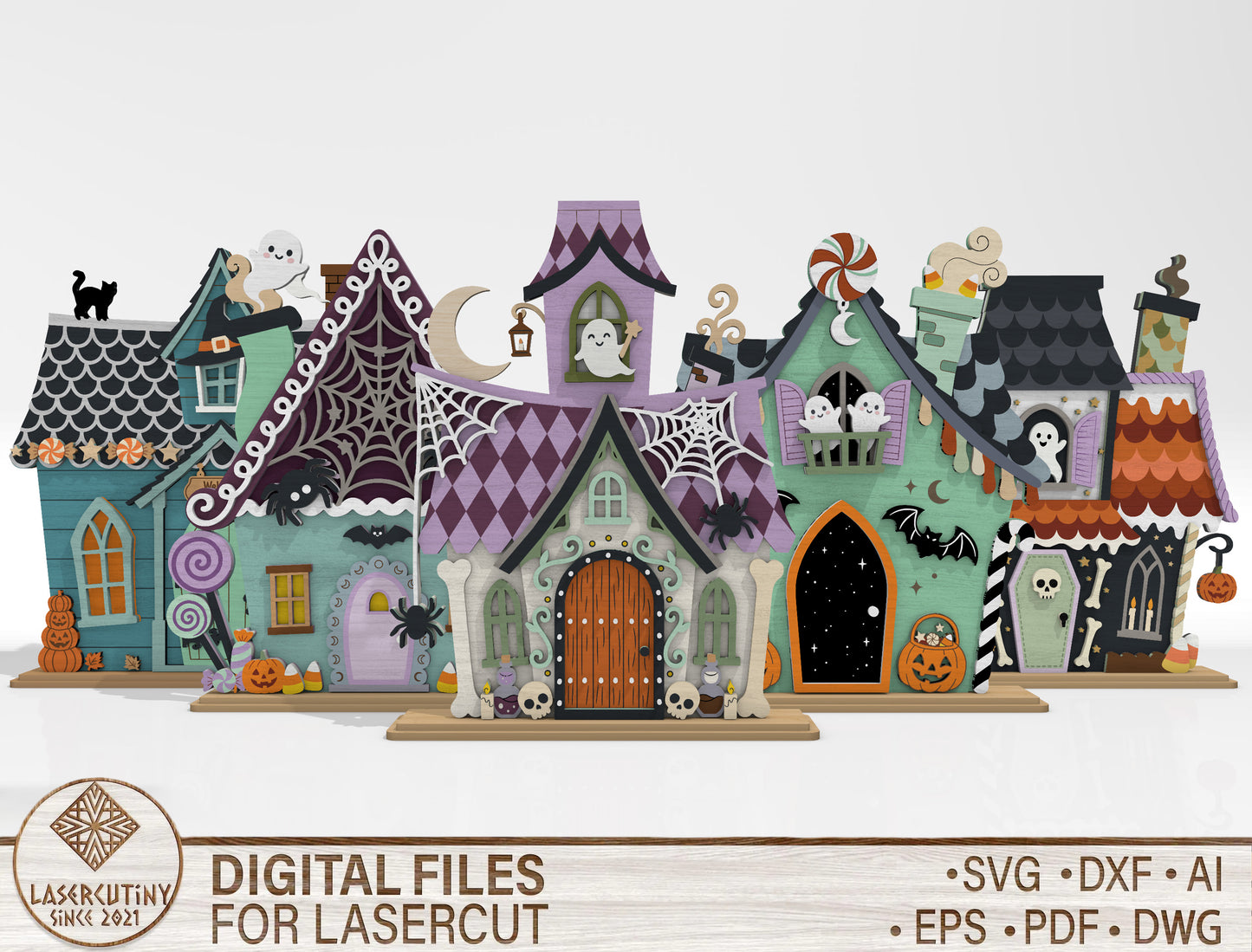 Halloween Shelf Sitter SVG Bundle for Glowforge xTool LightBurn 5 Designs