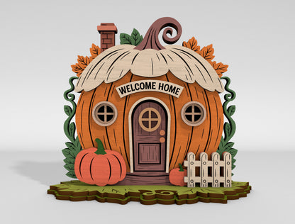 Pumpkin Village Welcome Home Tabletop Decor SVG - view 5