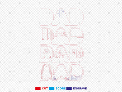 Dad Layered Letter Sign SVG Laser Cut File for LightBurn and xTool