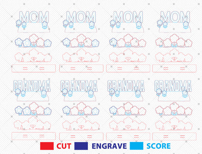 Personalized Mom Grandma Floral Photo Sign SVG for LightBurn and xTool