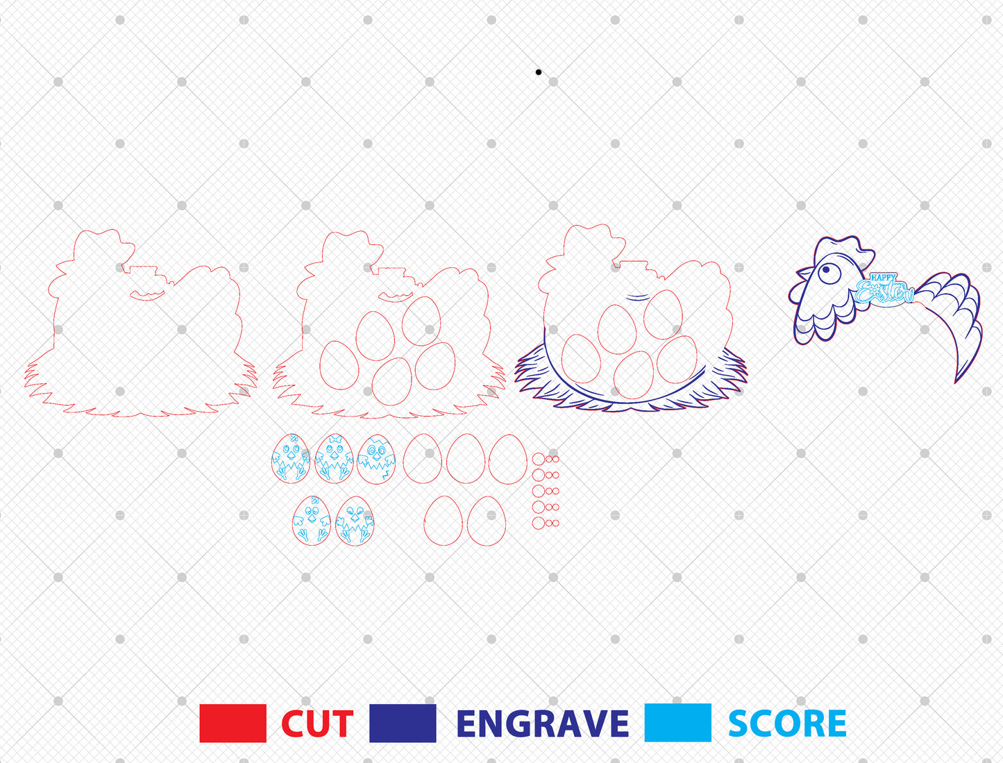 Chicken Easter Board Game SVG Wooden Egg Matching for LightBurn and xTool