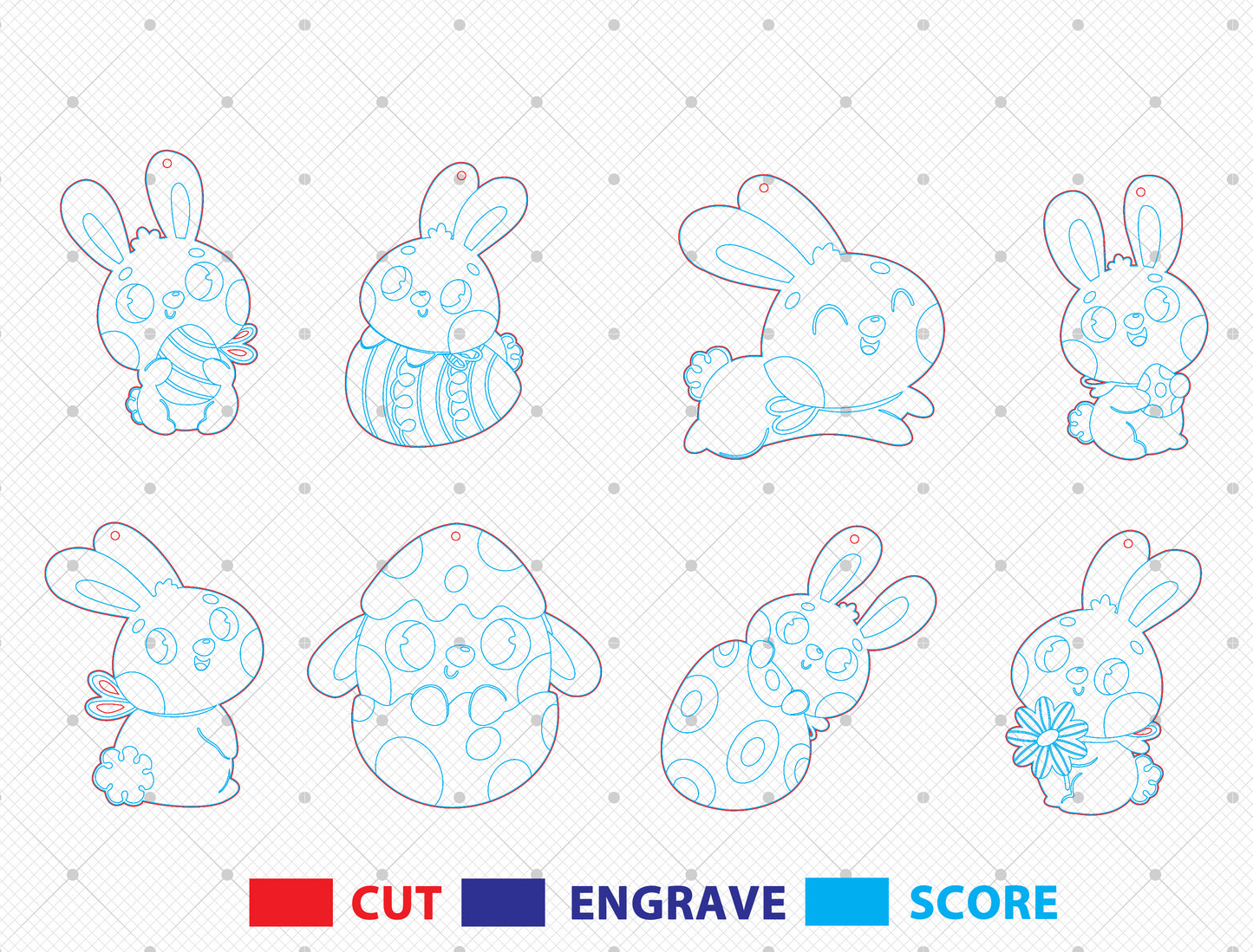 Easter Bunny Earrings SVG Rabbit Egg Jewelry for xTool and LightBurn