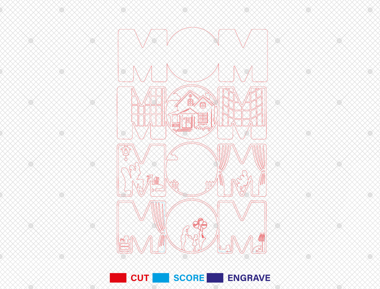 MOM Multilayer Shadow Box SVG Mother and Child for LightBurn and xTool