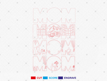 MOM Multilayer Shadow Box SVG Mother and Child for LightBurn and xTool
