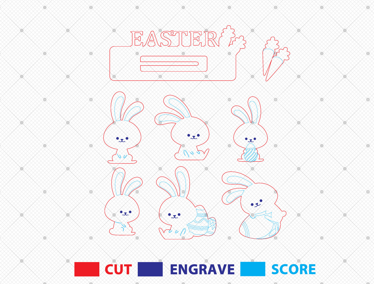 Easter Bunny Money Holder SVG Cash Holder Gift for xTool and Glowforge