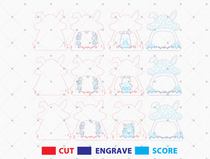 Easter Bunny Mushroom Decor SVG Wooden Spring Scene for Glowforge