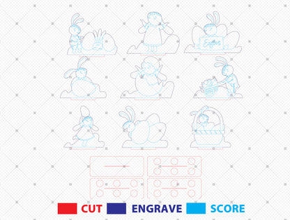 Easter Bunny Egg Holder SVG Spring Bunny Basket for Glowforge and xTool