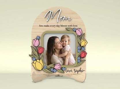 Personalized Nana Grandma Mom Floral Photo Frame SVG Bundle for xTool and Glowforge